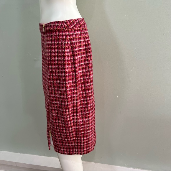 NWOT TALBOTS Skirt Pink Plaid Wool Zipper Midi Career Office - Picture 5 of 8